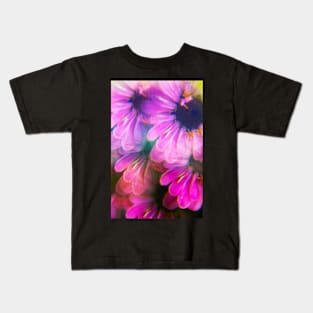 Colorful Zinnia Flowers Photographed Through A Prism Kids T-Shirt